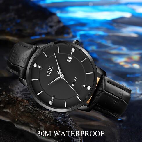 CKE Men's Watch Waterproof Watch Quartz Wristwatch Analog Date with Leather Strap in Saudi Arabia