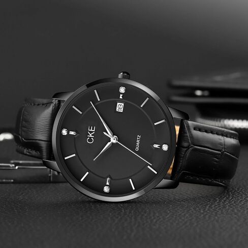 CKE Men's Watch Waterproof Watch Quartz Wristwatch Analog Date with Leather Strap in Saudi Arabia