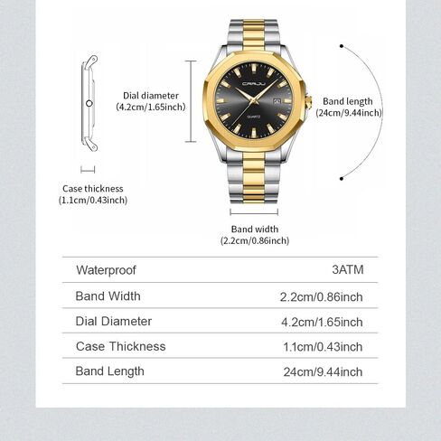 CRRJU Men's Fashion Luxury Classical Leather Watches for Men Business Simple Luminous Analog Quartz Wristwatches in Saudi Arabia