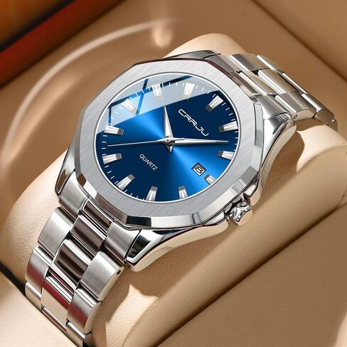CRRJU Men's Fashion Luxury Classical Leather Watches for Men Business Simple Luminous Analog Quartz Wristwatches in Saudi Arabia