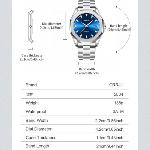 CRRJU Men's Fashion Luxury Classical Leather Watches for Men Business Simple Luminous Analog Quartz Wristwatches in Saudi Arabia