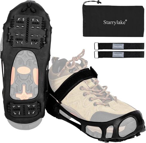 حذاء Starrylake Ice Snow Traction مع 24 مسمارًا فولاذيًا مضاد للانزلاق للمشي، أحذية للرجال والنساء، مقاس S/M/L/XL in Saudi Arabia