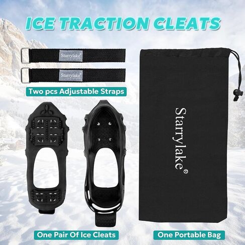 حذاء Starrylake Ice Snow Traction مع 24 مسمارًا فولاذيًا مضاد للانزلاق للمشي، أحذية للرجال والنساء، مقاس S/M/L/XL in Saudi Arabia
