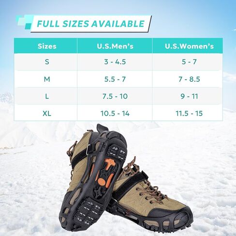 حذاء Starrylake Ice Snow Traction مع 24 مسمارًا فولاذيًا مضاد للانزلاق للمشي، أحذية للرجال والنساء، مقاس S/M/L/XL in Saudi Arabia