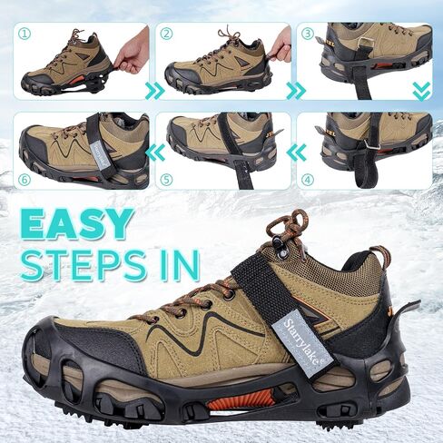 حذاء Starrylake Ice Snow Traction مع 24 مسمارًا فولاذيًا مضاد للانزلاق للمشي، أحذية للرجال والنساء، مقاس S/M/L/XL in Saudi Arabia