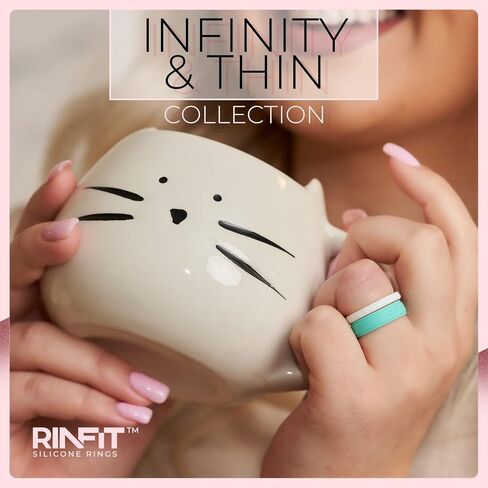 Rinfit Silicone Wedding Rings for Women - Soft, Stackable & Thin Silicone Ring Women - Rubber Wedding Bands Women- U.S. Design Patent Pending in Kuwait