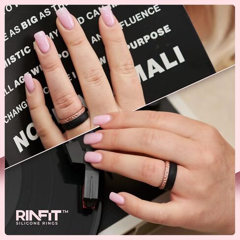 Rinfit Silicone Wedding Rings for Women - Soft, Stackable & Thin Silicone Ring Women - Rubber Wedding Bands Women- U.S. Design Patent Pending in Kuwait