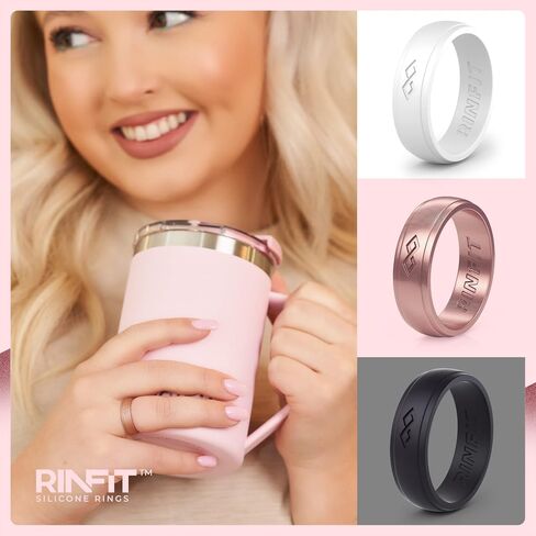 Rinfit Silicone Wedding Rings for Women - Soft, Stackable & Thin Silicone Ring Women - Rubber Wedding Bands Women- U.S. Design Patent Pending in Kuwait