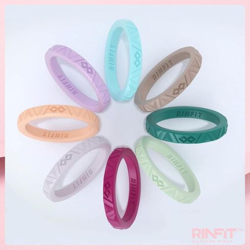 Rinfit Silicone Wedding Rings for Women - Soft, Stackable & Thin Silicone Ring Women - Rubber Wedding Bands Women- U.S. Design Patent Pending in Kuwait