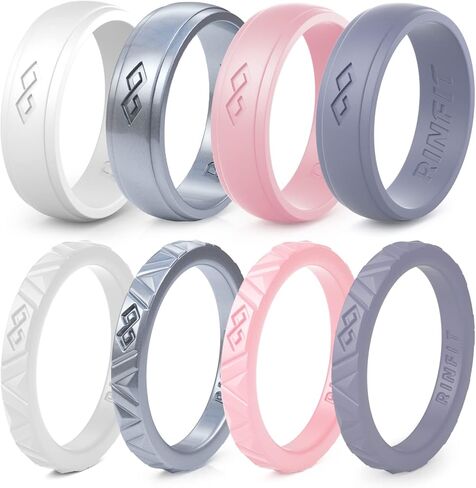Rinfit Silicone Wedding Rings for Women - Soft, Stackable & Thin Silicone Ring Women - Rubber Wedding Bands Women- U.S. Design Patent Pending in Kuwait