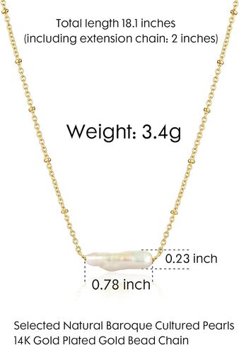 Baroque Pearl Choker Necklace 14K Gold Plated Chain in Kuwait