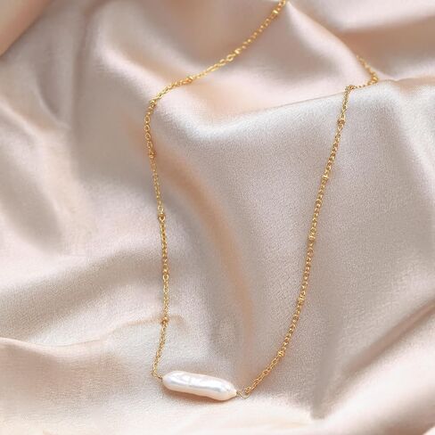 Baroque Pearl Choker Necklace 14K Gold Plated Chain in Kuwait