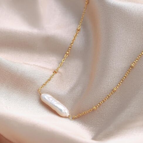 Baroque Pearl Choker Necklace 14K Gold Plated Chain in Kuwait