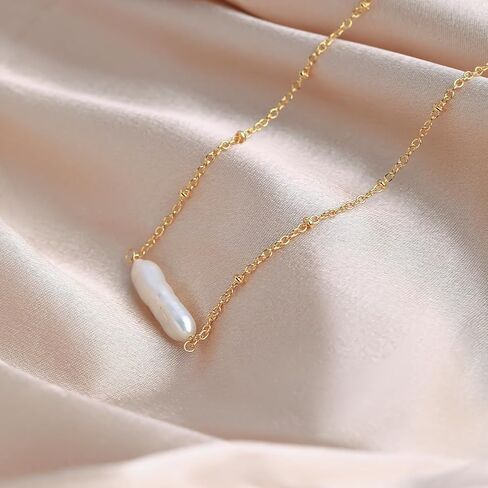 Baroque Pearl Choker Necklace 14K Gold Plated Chain in Kuwait