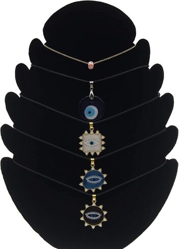 NASAMA 5Pcs Evil Eye Necklace Leather Rope Chain Blue Glass Eye Pendant Protection Necklace for Women Men Boys Girls Presents in Kuwait