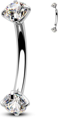 CM Crareesi Mania Rook أقراط 316L الفولاذ المقاوم للصدأ ثقب المجوهرات 16 مقياس الحاجب ثقب المجوهرات مزدوجة واضحة تشيكوسلوفاكيا منحني الحديد الرخ القرط للنساء in Kuwait