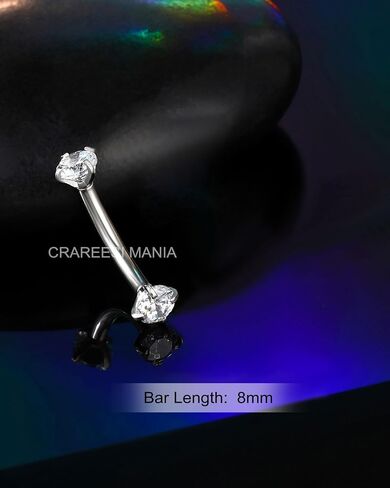 CM Crareesi Mania Rook أقراط 316L الفولاذ المقاوم للصدأ ثقب المجوهرات 16 مقياس الحاجب ثقب المجوهرات مزدوجة واضحة تشيكوسلوفاكيا منحني الحديد الرخ القرط للنساء in Kuwait