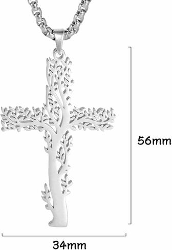 Jude Jewelers Stainless Steel Christian Cross Tree of Life Religious Prayer Church Christmas Baptizing Pendant Necklace in Saudi Arabia
