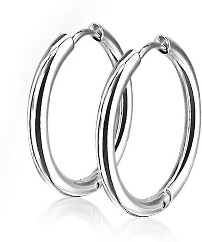 Pair of 10 or 12mm Surgical Steel Hinged Seamless Hoop Earrings in Saudi Arabia