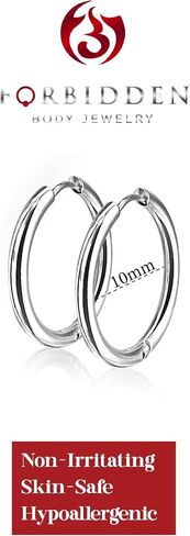 Pair of 10 or 12mm Surgical Steel Hinged Seamless Hoop Earrings in Saudi Arabia