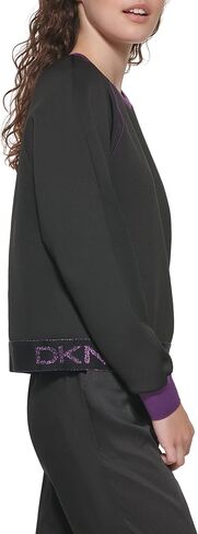 DKNY Women's Logo Waistband Contrast Cropped Sportswear Sweater in Saudi Arabia