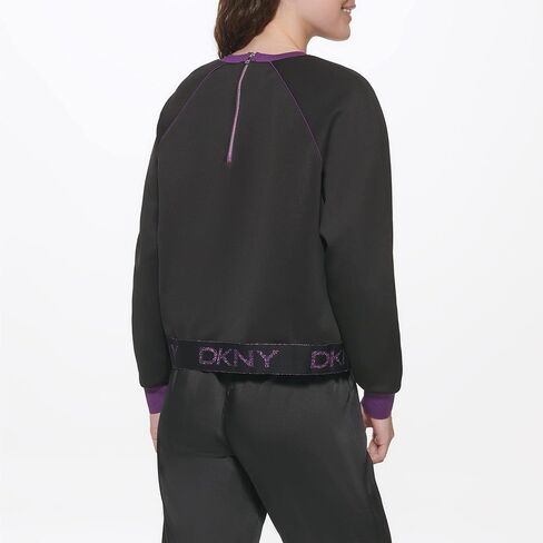 DKNY Women's Logo Waistband Contrast Cropped Sportswear Sweater in Saudi Arabia