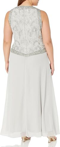 J Kara Women's Petite Embellished Top Mock 2 Piece Dress with Scarf in Kuwait