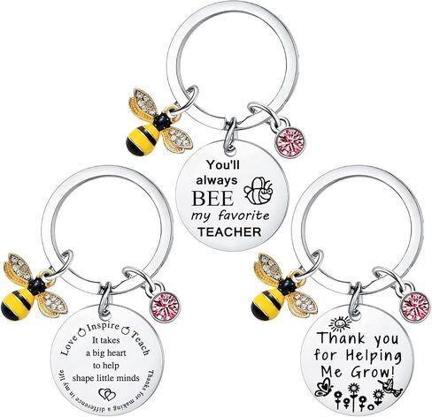 3 Pcs Teacher Appreciation Keychain Gifts Thank You Teacher Keyring Appreciation Gifts for Women Teacher Key Chain Presents Birthday Christmas Gifts for Teachers, Sliver, One size in Kuwait