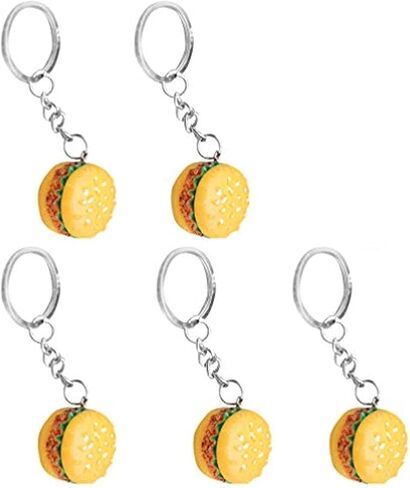 سلسلة مفاتيح همبرغر ثلاثية الابعاد من هوم سو جود، سلسلة مفاتيح برجر صغيرة 5 قطع، اصفر، S in Saudi Arabia