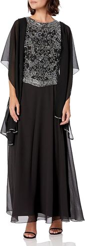 J Kara Women's Petite Embellished Top Mock 2 Piece Dress with Scarf in Saudi Arabia