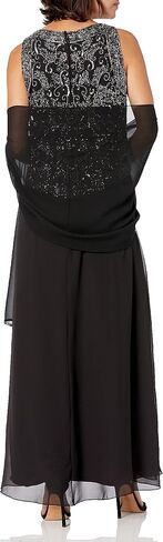 J Kara Women's Petite Embellished Top Mock 2 Piece Dress with Scarf in Saudi Arabia