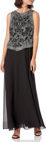 J Kara Women's Petite Embellished Top Mock 2 Piece Dress with Scarf in Saudi Arabia