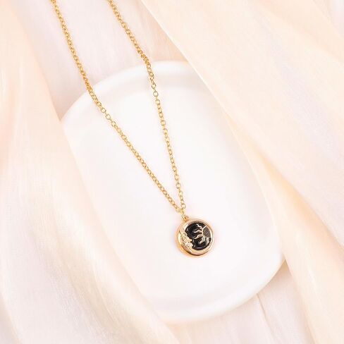النار خنفساء فراشة الحب القلب قلادة القلائد للنساء الفتيات، الذهب مطرز سلسلة قلادة الذكرى عيد ميلاد مجوهرات أبيض أسود in Kuwait