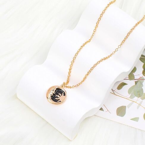 النار خنفساء فراشة الحب القلب قلادة القلائد للنساء الفتيات، الذهب مطرز سلسلة قلادة الذكرى عيد ميلاد مجوهرات أبيض أسود in Kuwait