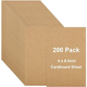 200 PCS Corrugated Cardboard Sheets 4 x 6 Inch Flat Cardboard Sheets 1/8"Thick Cardboard Insert for Crafts, Packing, Mailing, Art Project (Kraft Brown) - 100x150x3mm