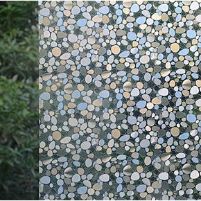 VSUDO 1 Roll 17.7" by 78.7" Static Cling Window Film for Privacy, Cobble Pattern Window Tint for Home, Window Glass Sticker for Office (9.68 Sq. Ft Total)