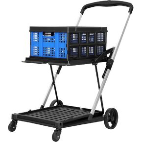 Multi-Functional Folding Trolley Shopping cart with Storage Box,Shopping Cart Folding Utility Trolley with 360° Rolling Swivel Wheels,Outdoor Storage Cart Wagon Truck for Laundry Sports Parking Brake in Kuwait