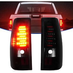 LED Tail Light + 3rd Brake Light Kit Fit for Chevy Silverado & for GMC Sierra 1500 2500 HD 2003-2006, Silverado Sierra 3500 2004-2006, Silverado/Sierra Classic Models 2007, Black Housing Smoke Lens