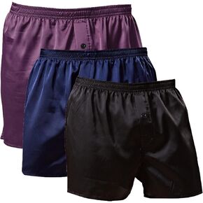 Admireme Mens Satin Boxers Shorts Satin Underwear Loose Sleep Pajama Bottom for Valentine's Day,Birthday or Wedding