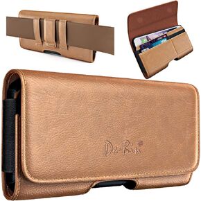 De-Bin Holster for iPhone 13 Pro Max, 12 Pro Max, 11 Pro Max, Xs Max, 8 Plus – Premium Leather Cell Phone Case with Belt Clip Built-in Card Holder Pouch Cover Fits iPhone with Otterbox Case on Black