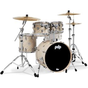 Pacific Drums & Percussion PDP Concept Maple 4-Piece Fusion, Twisted Ivory Drum Set Shell Pack (PDCM20FNTI), 8x10 & 9x12 Tom,14x14 Floor Tom, 16x20 Kick Drum