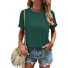 Women's Tshirts Crew Neck Short Sleeve Summer Tops Casual Solid Color Basic Tee Shirts