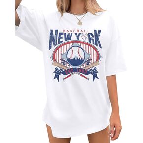 Oversized Baseball Shirt Women: Vintage Baseball Mom Shirts Baseball Season Graphic Tee Game Day Short Sleeve Tops