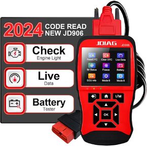 Topdiag JD906 OBD2 Scanner: Check Engine Light, Code Reader, Live Data, Mode 6 & Mode 8, I/M Readiness, 2024 Newest Battery Tester - Car Diagnostic Scan Tool