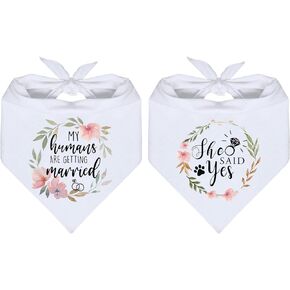 Cgvovgr Dog Bandana, 100% Cotton, Breathable, White, Medium-Large, 2-Pack, for Wedding & Engagement