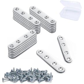 20 Pack 2.99*0.63 in Stainless Steel Flat Straight Bracket, Heavy-Duty Flat Plate Fixed Repair Connecting Plates, Used for Wood, Wooden Boards, Bed Frames, Furniture and Shelves, etc.