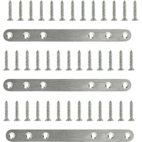 10 Pieces Stainless Steel Straight Brackets (127X15X1.5mm) Flat Straight Brackets, 60 Screws Included