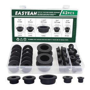 42 Pack Top Hat Rubber Grommets for Wiring Assortment Kit Waterproof Wire Grommets Automotive, Firewall Silicone Plug for Holes, Vinyl Tubing in Hydroponic and Irrigation Systems, 5 Sizes