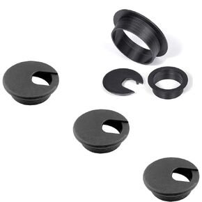 4Pcs Desk Cable Wire Grommet, 60mm(2.36 inch) Black Desk Grommet Cord Cable, Desk Table Grommet Cable Tidies for Home and Office Table Surface Port Hole Covers (60mm)