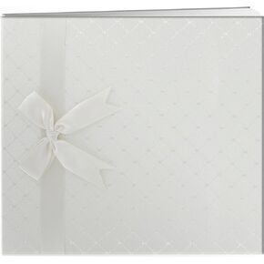 Pioneer 8 Inch by 8 Inch Postbound Diamond Fabric Cover Memory Book, Ivory